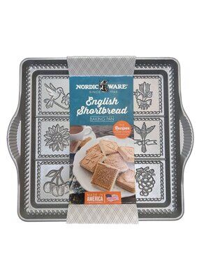 Nordic Ware English Shortbread Baking Pan With Embossed Nature Designs 9 Squares